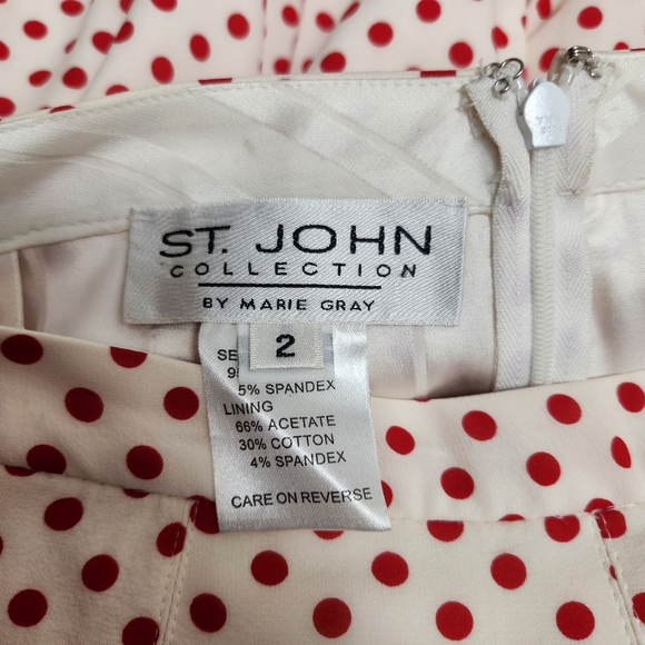 ST. JOHN COLLECTION pleated silk polka dot skirt - Picture 7 of 11
